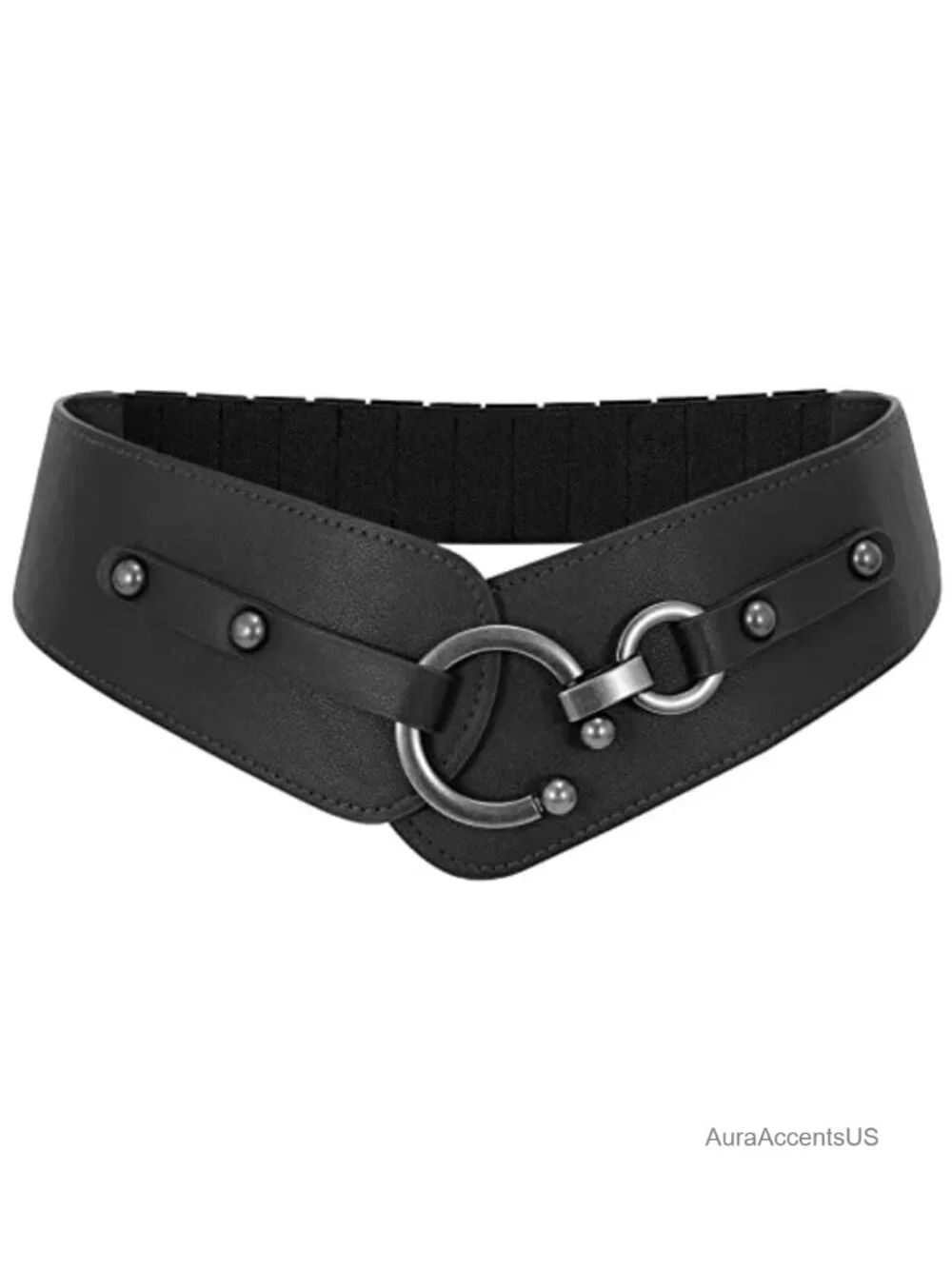 Vintage Wide Elastic PU Leather Belt with Interlock Buckle